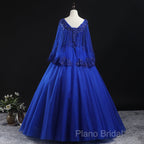 Royal Blue Ball Gown Lace Applique Quinceanera Dresses, Tulle Floor Length Sweet 16 Dresses
