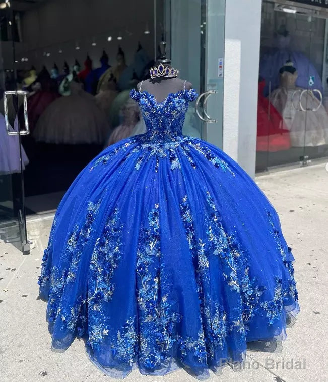 Royal Blue Ball-Gown Off-the-Shoulder Quinceanera Dresses with Appliques Main image