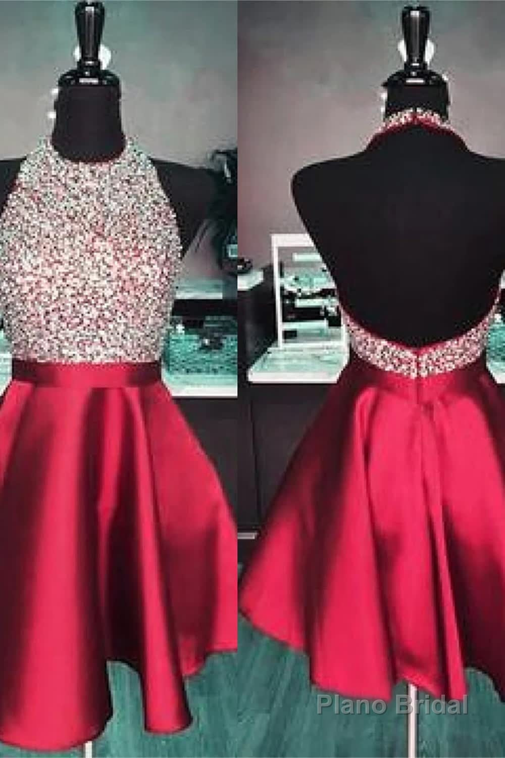 Royal Blue Beaded Backless Short Homecoming Dress Main image