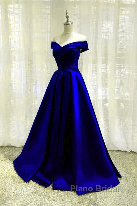 Royal Blue Bridesmaid Dresses Satin Off The Shoulder