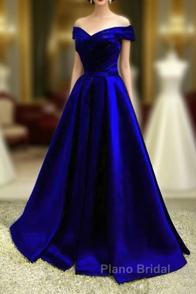 Royal Blue Bridesmaid Dresses Satin Off The Shoulder Main image
