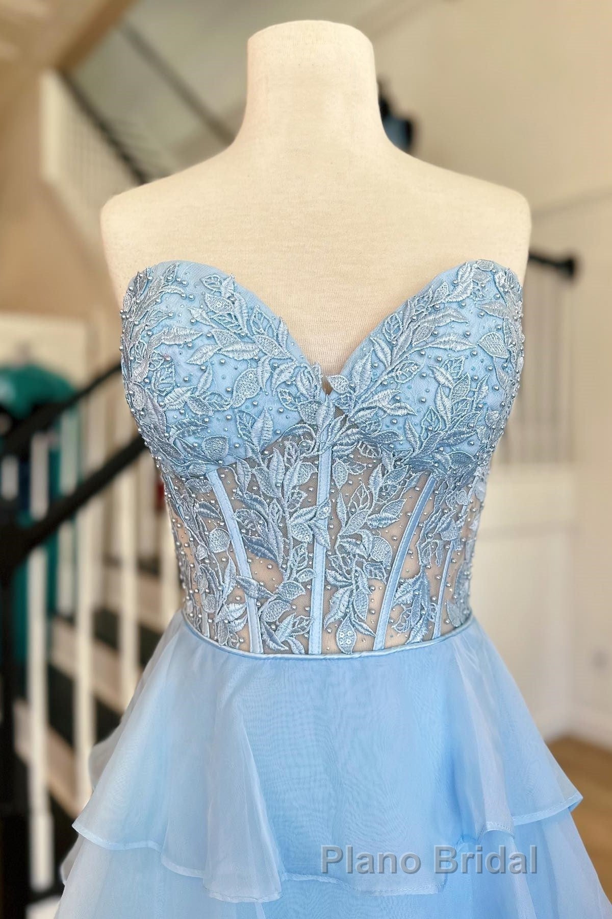 Royal Blue Chiffon Sweetheart Ruffle Tiered Long Formal Prom Dresses Secondary image