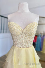 Royal Blue Chiffon Sweetheart Ruffle Tiered Long Formal Prom Dresses