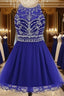 Royal Blue Homecoming Dresses , Tulle Beaded Party Dresses, Cute Party Dresses