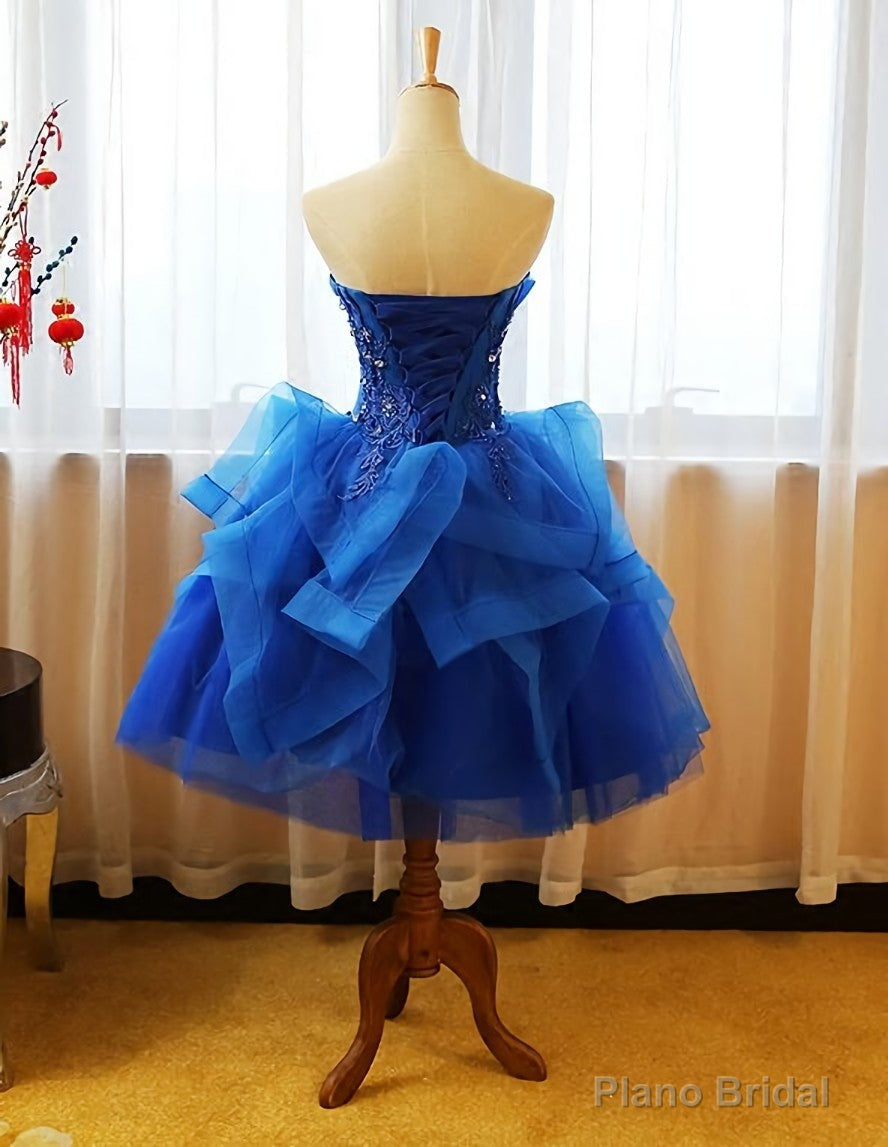 Royal Blue Knee Length Party Dress with Applique, Short Prom Dress Secondary image