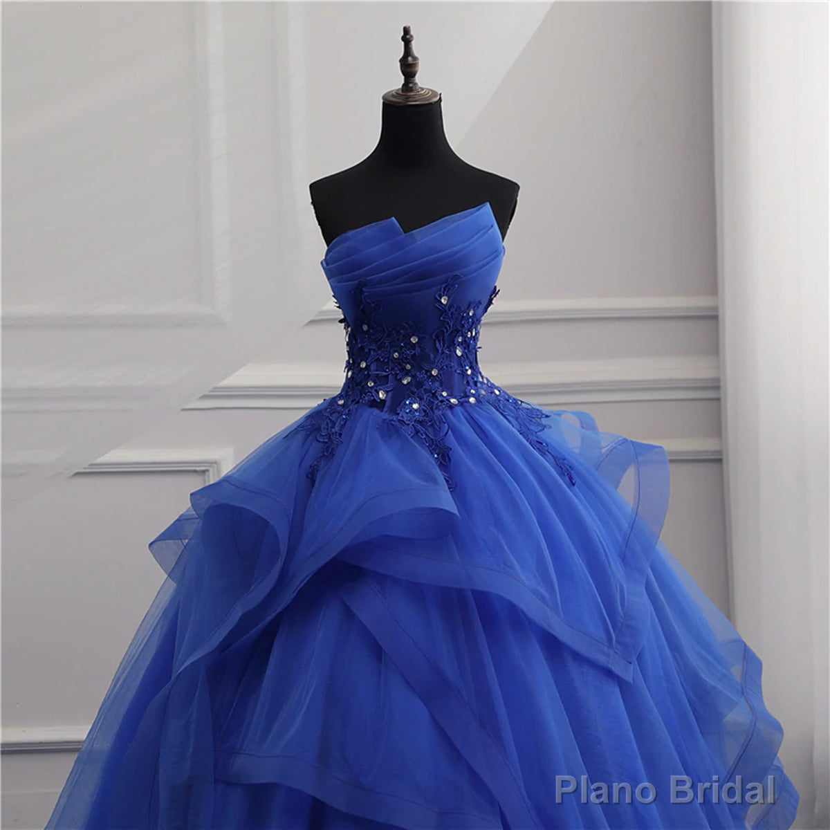 Royal Blue Lace Prom Dresses, Royal Blue Lace Formal Graduation Dresses Secondary image