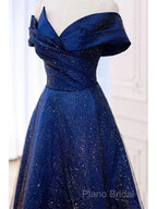 Royal Blue Off The Shoulder V-Neck Long Formal Prom Dresses Formal Dresses,