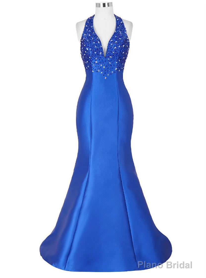Royal Blue Prom Dress Formal Celebrity Dresses Red Carpet Dress New Arrival Halter Satin Main image