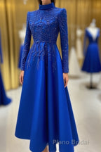 Royal blue Formal Prom Dresses lace Beaded evening Dresses,Wedding Party Dresses