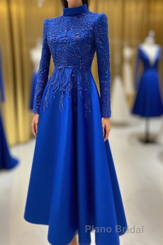 Royal blue Formal Prom Dresses lace Beaded evening Dresses,Wedding Party Dresses