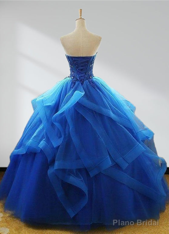 Royal Blue Quinceanera Dresses Organza Lace Applique Prom Dresses Secondary image