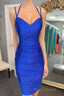 Royal Blue Spaghetti Strap Short Hoco Dresses Tight