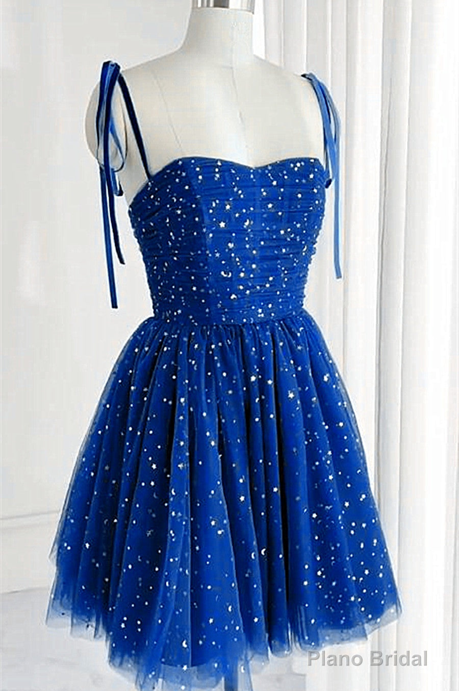 Royal Blue Sparkle Tulle Sweetheart Short Formal Dress, Blue Short Homecoming Dress Secondary image