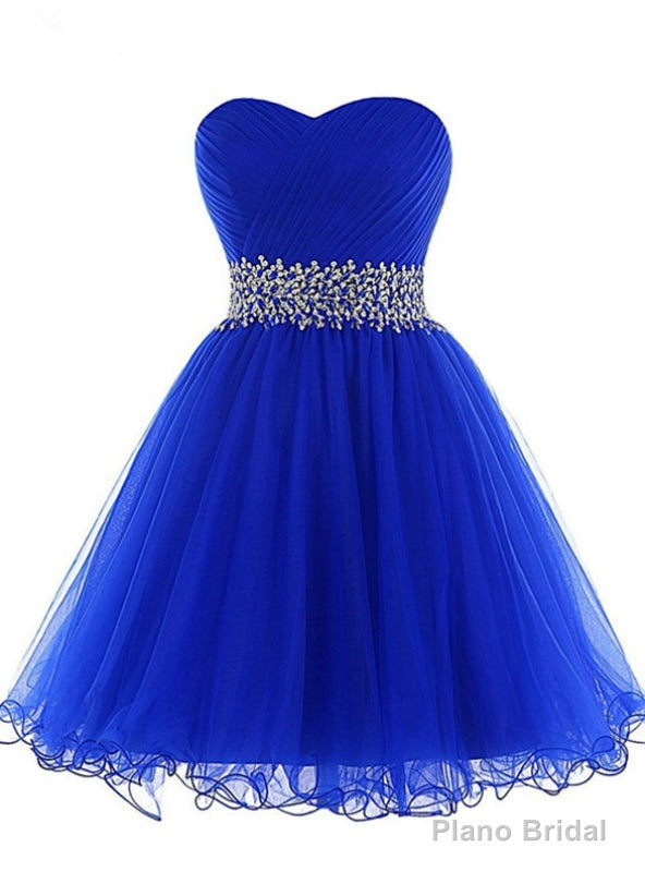 Royal Blue Sweetheart Pleats Beading Sequins Homecoming Dress