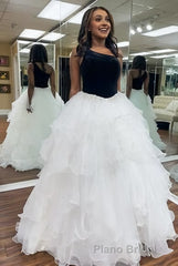 Ruffle One Shoulder Royal Blue Velvet Top Long Prom Dresses