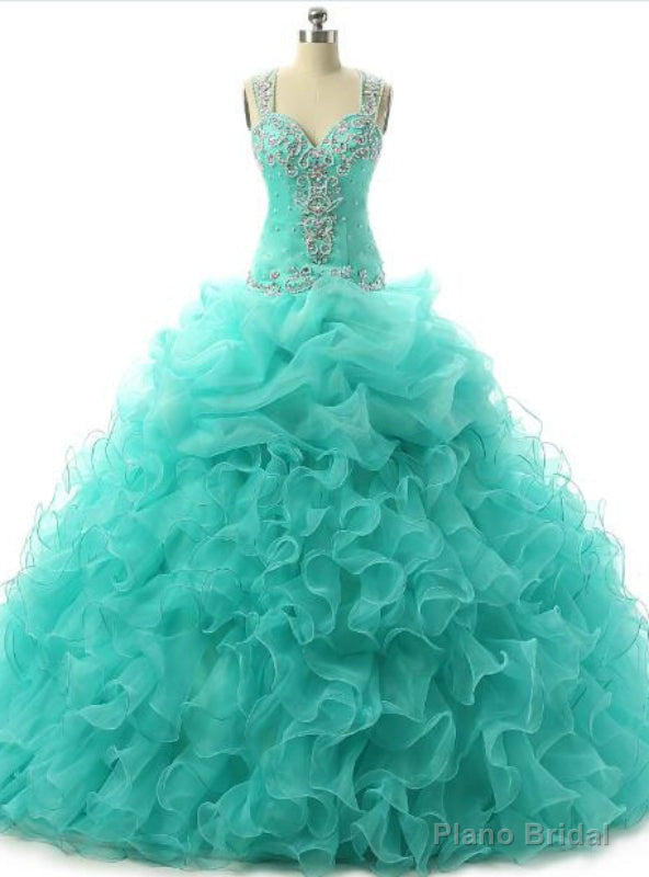 Ruffles Crystal Beads Sequins Spaghetti Sweetheart Quinceanera Dresses Main image