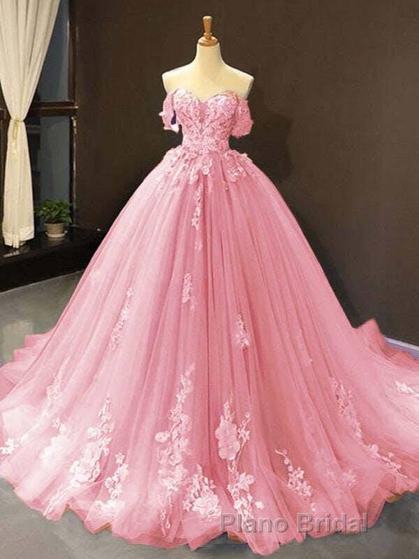 Princess Quinceanera Dresses Off The Shoulder Applique Sweet 16 Party Formal Prom Gowns