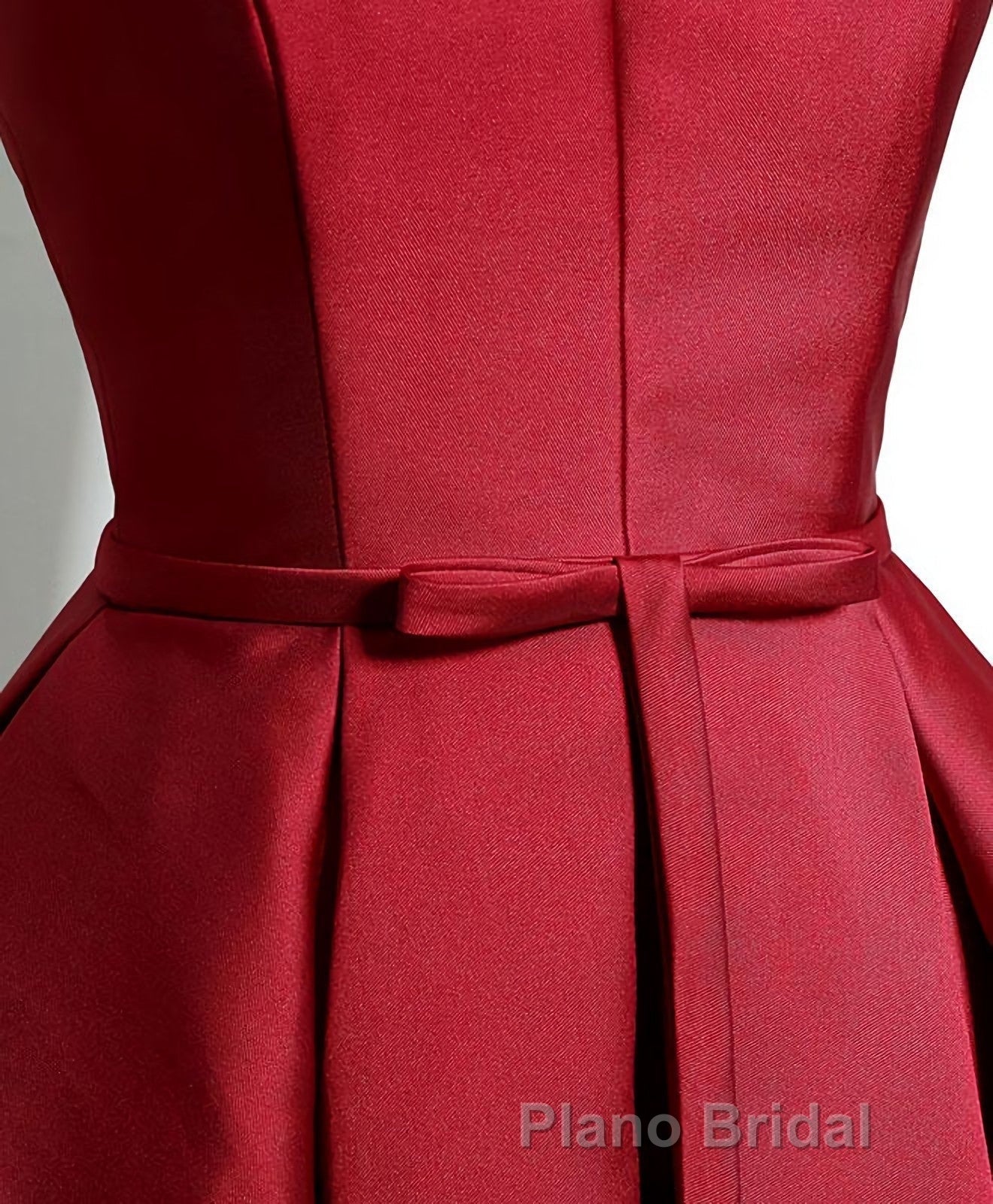 Simple Burgundy Satin V Neck Short Formal Prom Dresses, Evening Dresses Secondary image