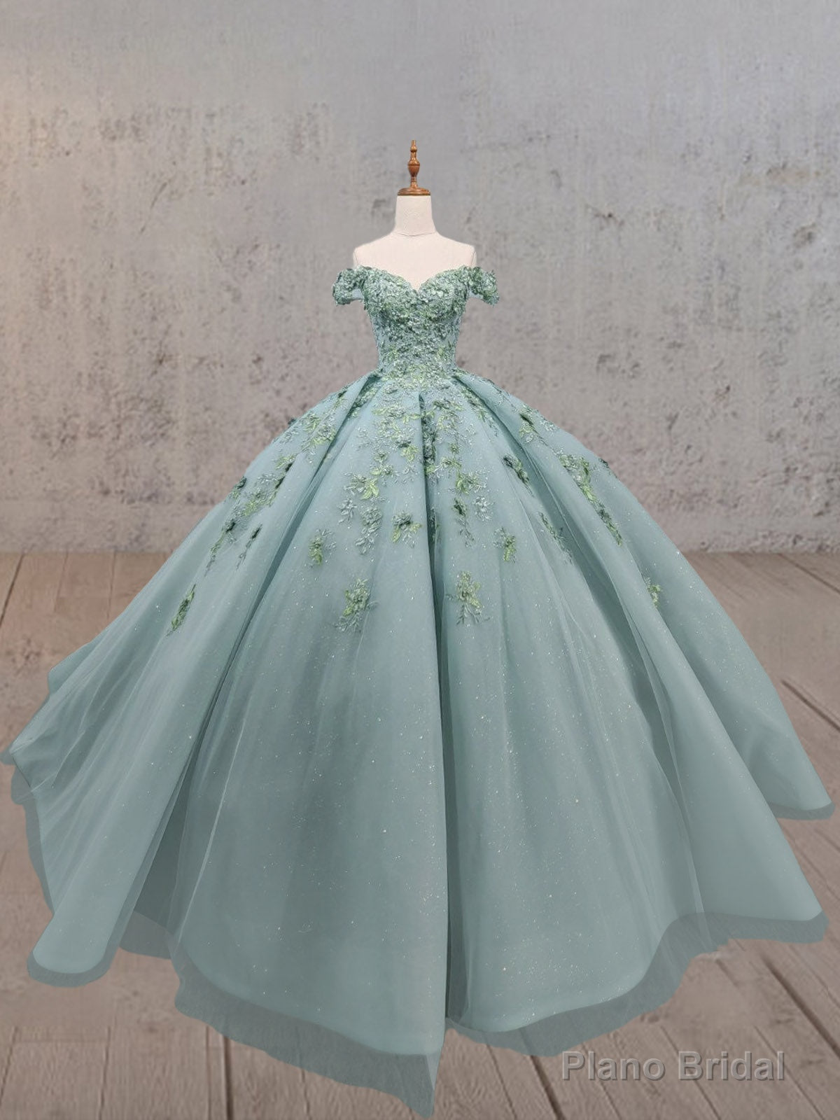 Sage Green Ball-Gown Off-the-Shoulder Quinceanera Dresses Main image