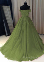 Sage Green Quinceanera Dresses Off The Shoulder Lace Beaded Formal Gowns