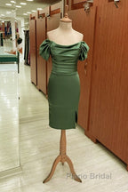 Sage Green Satin Ruched Midid Satin Dresses