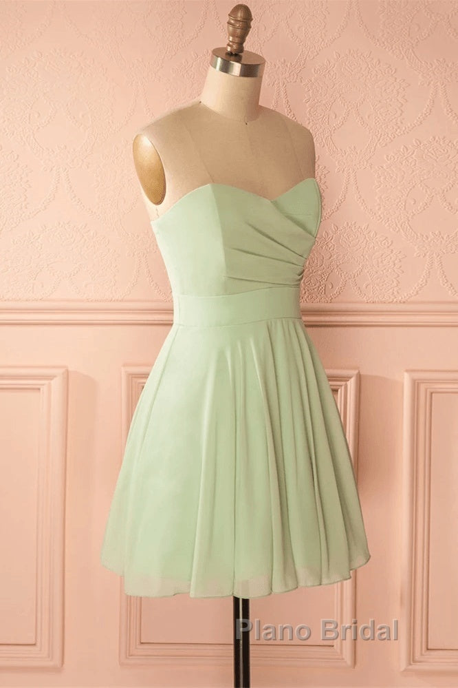 Sage Green Strapless A-Line Short Party Dresses Homecoming Dresses