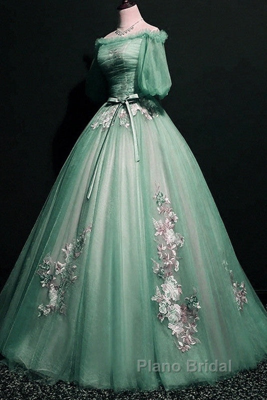 Sage Green Tulle Cottagecore Dresses Puffy Sleeves Secondary image