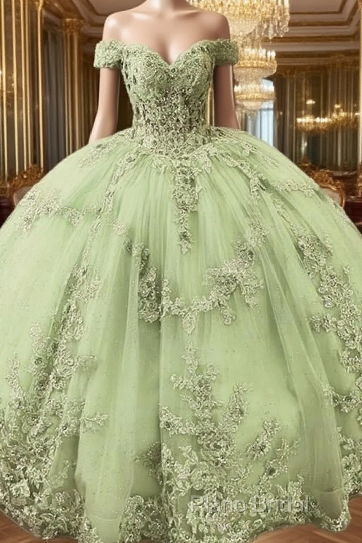 Sage Lace Off Shoulder 15 Ball Gown Dresses Main image