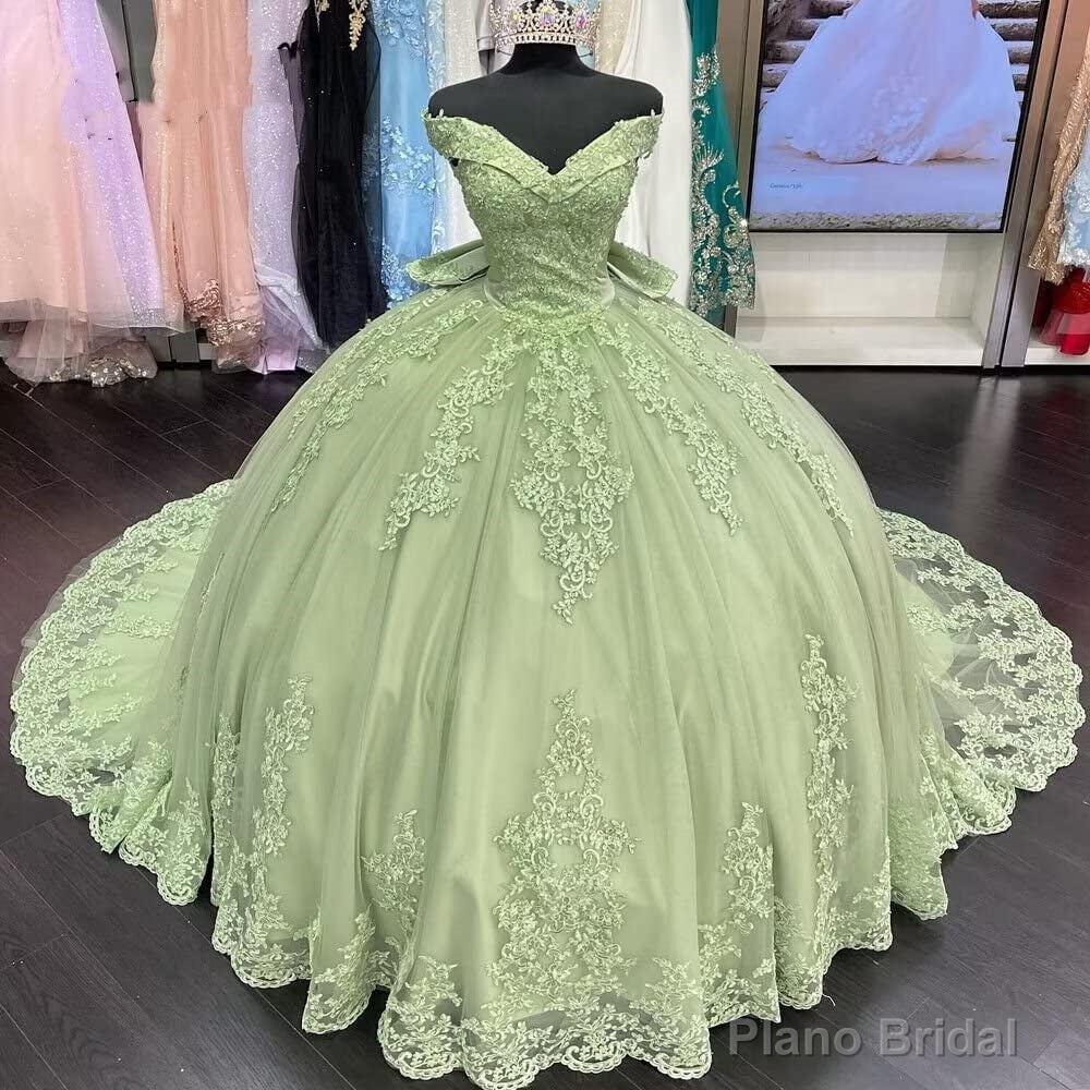 Lace Sage Green Quinceanera Dresses Applique Off Shoulder Sweet 16 Dress Secondary image
