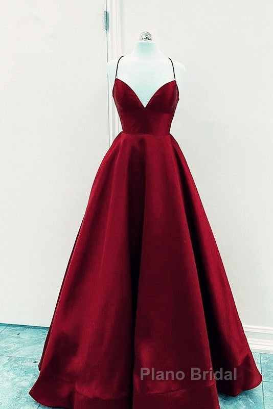 Satin Empire Formal Prom Dresses Lace Up Back