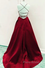 Satin Empire Formal Prom Dresses Lace Up Back