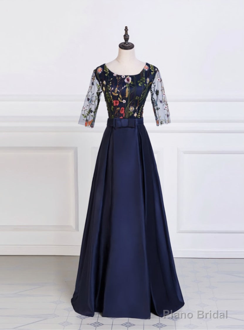 Satin Prom Dresses A-Line Party Prom Dresses Embroidery Prom Dresses Main image