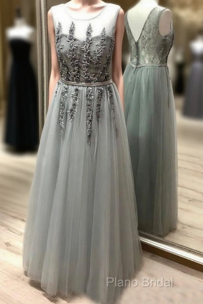 Scoop Neck Floor-Length Tulle Sleeveless Formal Dresses Main image