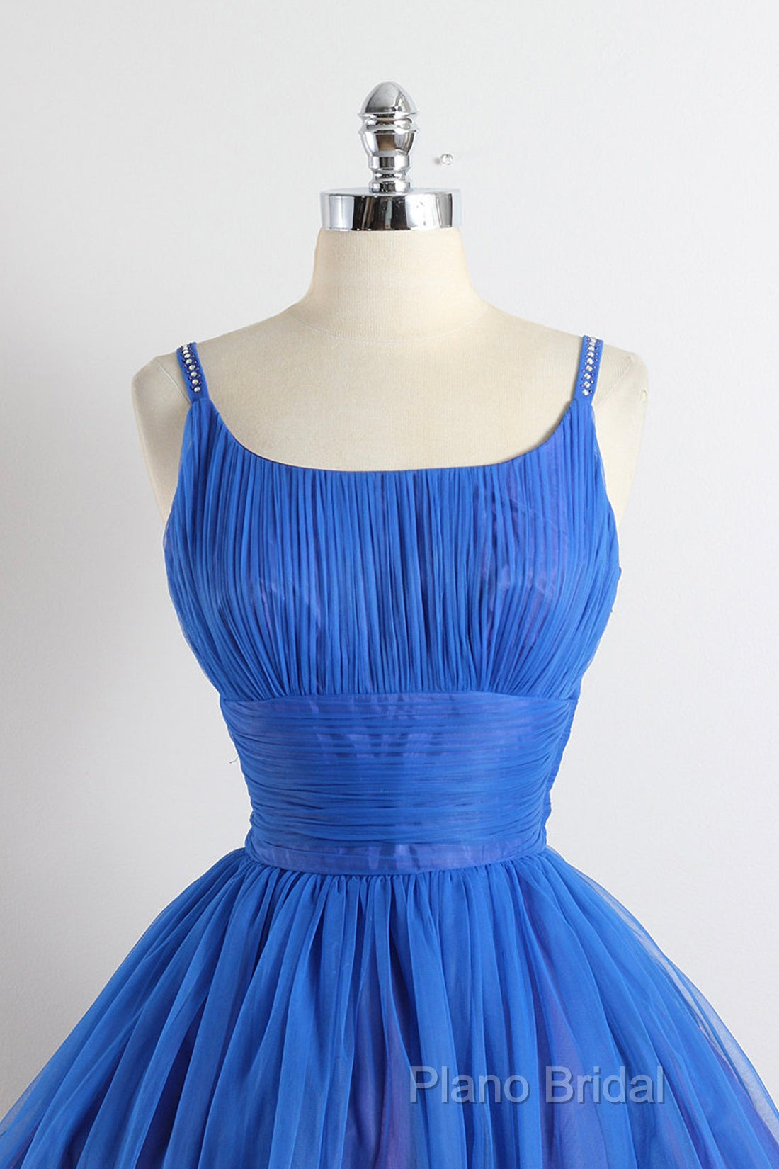 Scoop Neckline Royal Blue Party Dresses, A-Line Spaghetti Strap Short Formal Dresses Secondary image