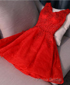 Black V Neck Lace Short Formal Prom Dresses, Homecoming Dresses, Homecoming Dresses