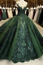 Sequin Sparkly Off The Shoulder Ball Gown Formal Prom Dresses Sweet 16 Dresses