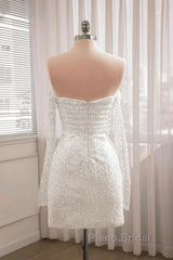 Sequined Backless Wedding Dresses With Long Detachable Sleeves