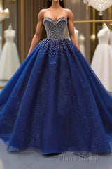 Sequined Navy Blue Quinceanera Dresses Ball Gown Dresses