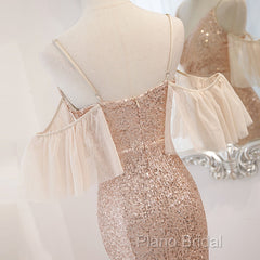 Sequins And Tulle Mermaid Long Party Dresses Formal Prom Dresses, Off Shoulder Formal Dresses