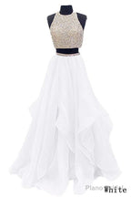 Sequins Beaded Organza Layered Two Piece Ball Gowns Prom Dresses,Wedding Party Dresses