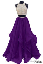 Sequins Beaded Organza Layered Two Piece Ball Gowns Prom Dresses,Wedding Party Dresses
