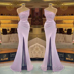 Sequins Formal Dresses Light Purple Mermaid Formal Prom Dresses Long Slit Strapless