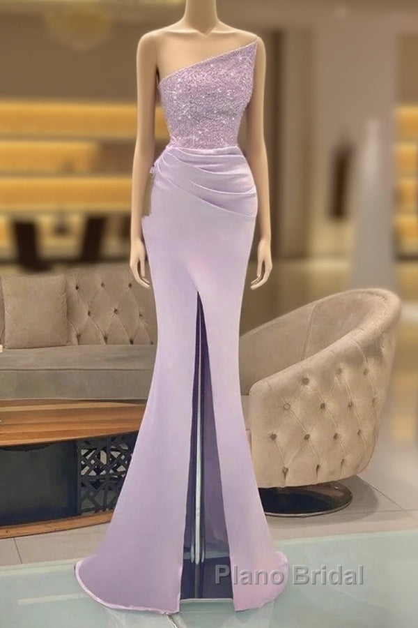 Sequins Formal Dresses Light Purple Mermaid Formal Prom Dresses Long Slit Strapless Main image