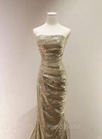 Sequins Mermaid Scoop Long Evening Dresses, Long Formal Prom Dresses Party Dresses