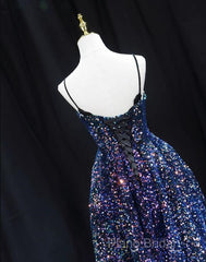 Sequins V-Neckline Short Straps Homecoming Dresses, Short Sequins Formal Prom Dresses