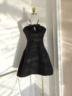 Sexy A Line Halter Black Holiday Dresses Travel Vacation Dresses Short Birthday Dresses