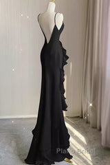 Sexy A Line Long Senior Chiffon Black Formal Prom Dresses Formal Dresses