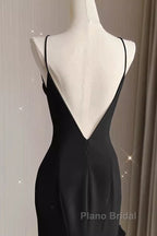 Sexy A Line Long Senior Chiffon Black Formal Prom Dresses Formal Dresses