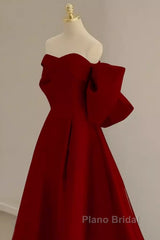 Sexy A Line Strapless Red Long Formal Prom Dresses