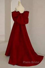 Sexy A Line Strapless Red Long Formal Prom Dresses